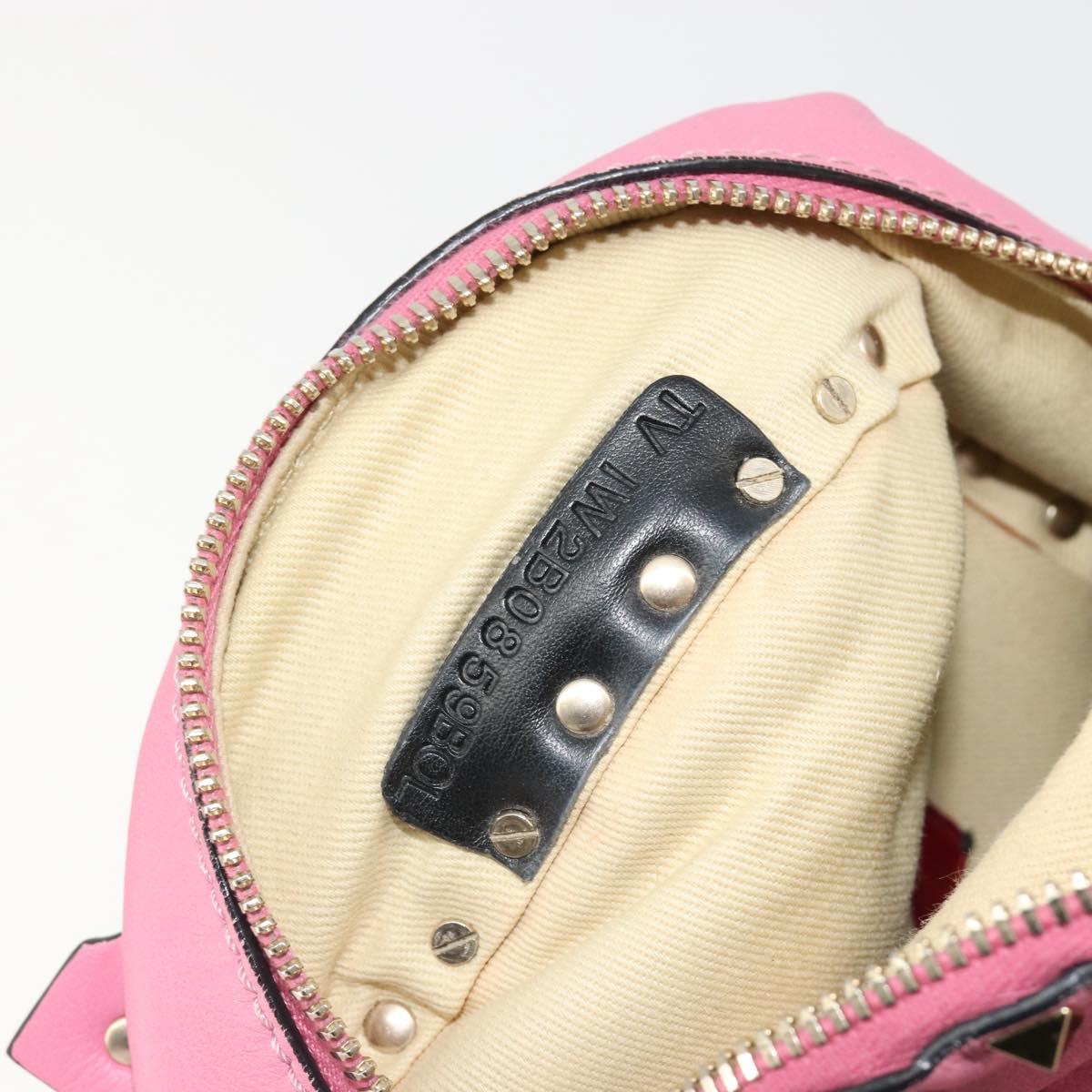 VALENTINO Studs Backpack Leather Pink Gold Auth BA13289A
