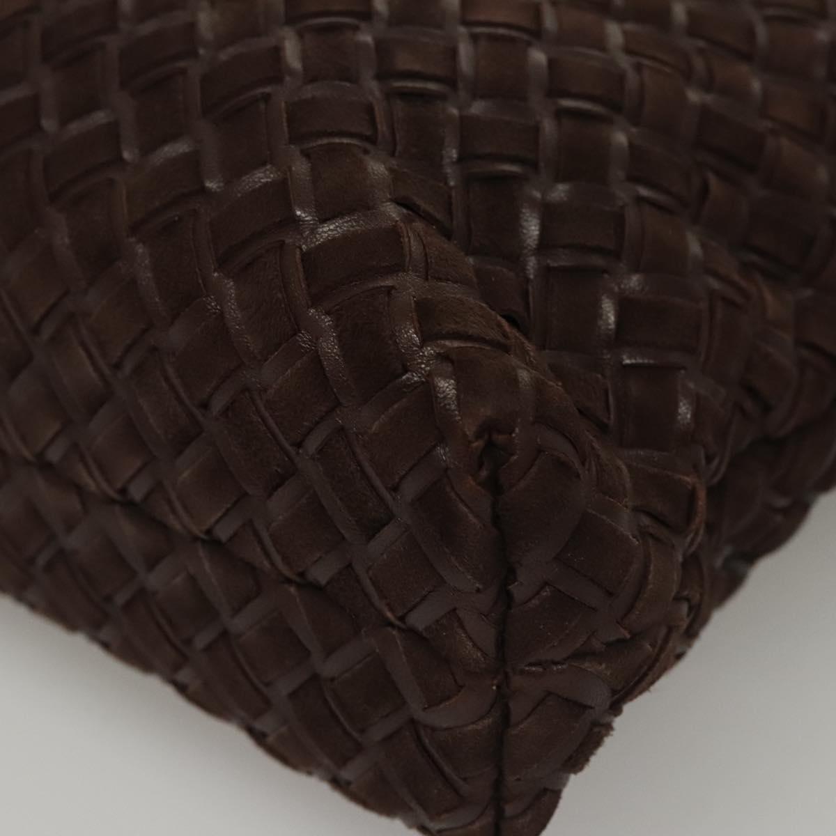 BALLY Quilted Hand Bag Leather Dark Brown Gold Auth BA1329
