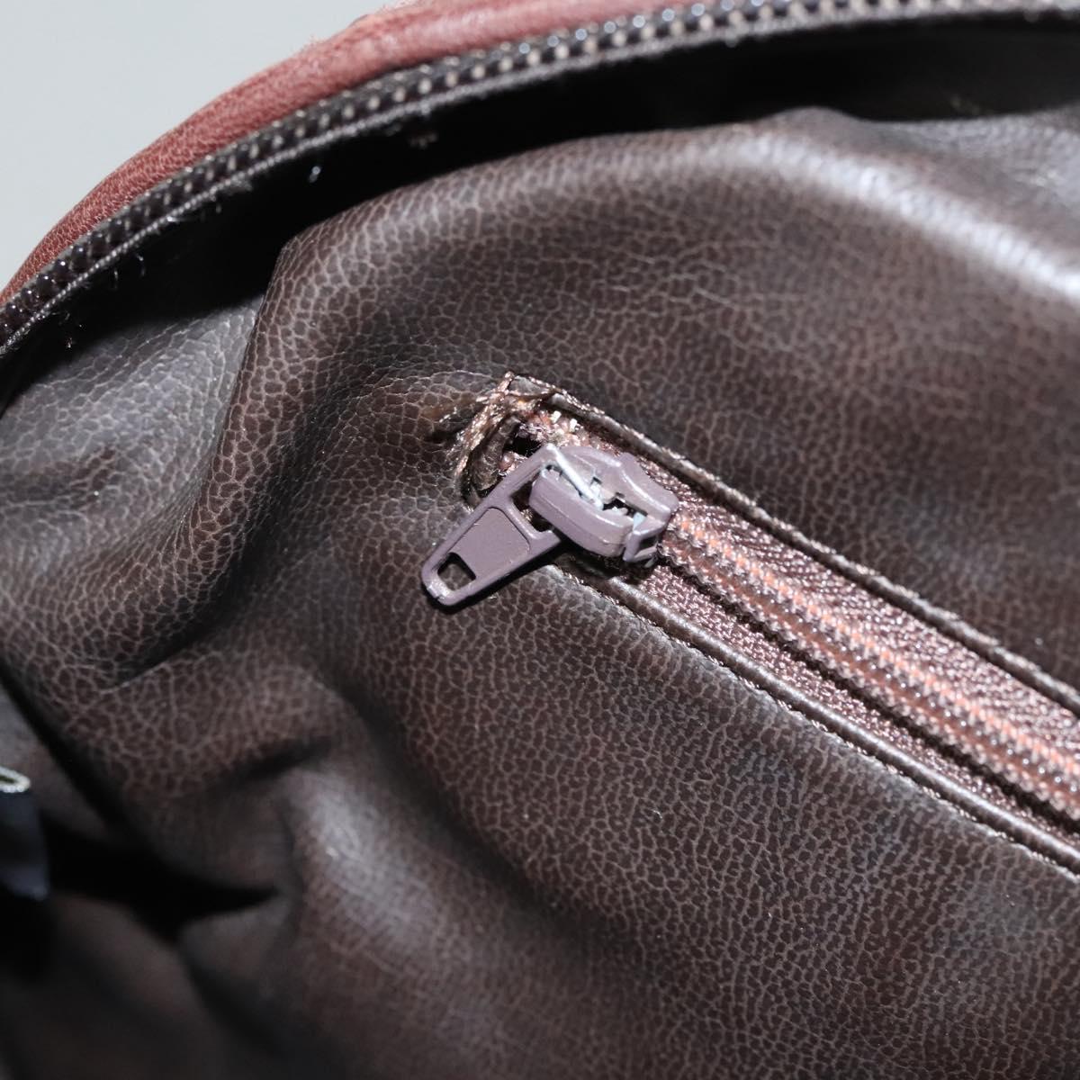 BALLY Quilted Hand Bag Leather Dark Brown Gold Auth BA1329