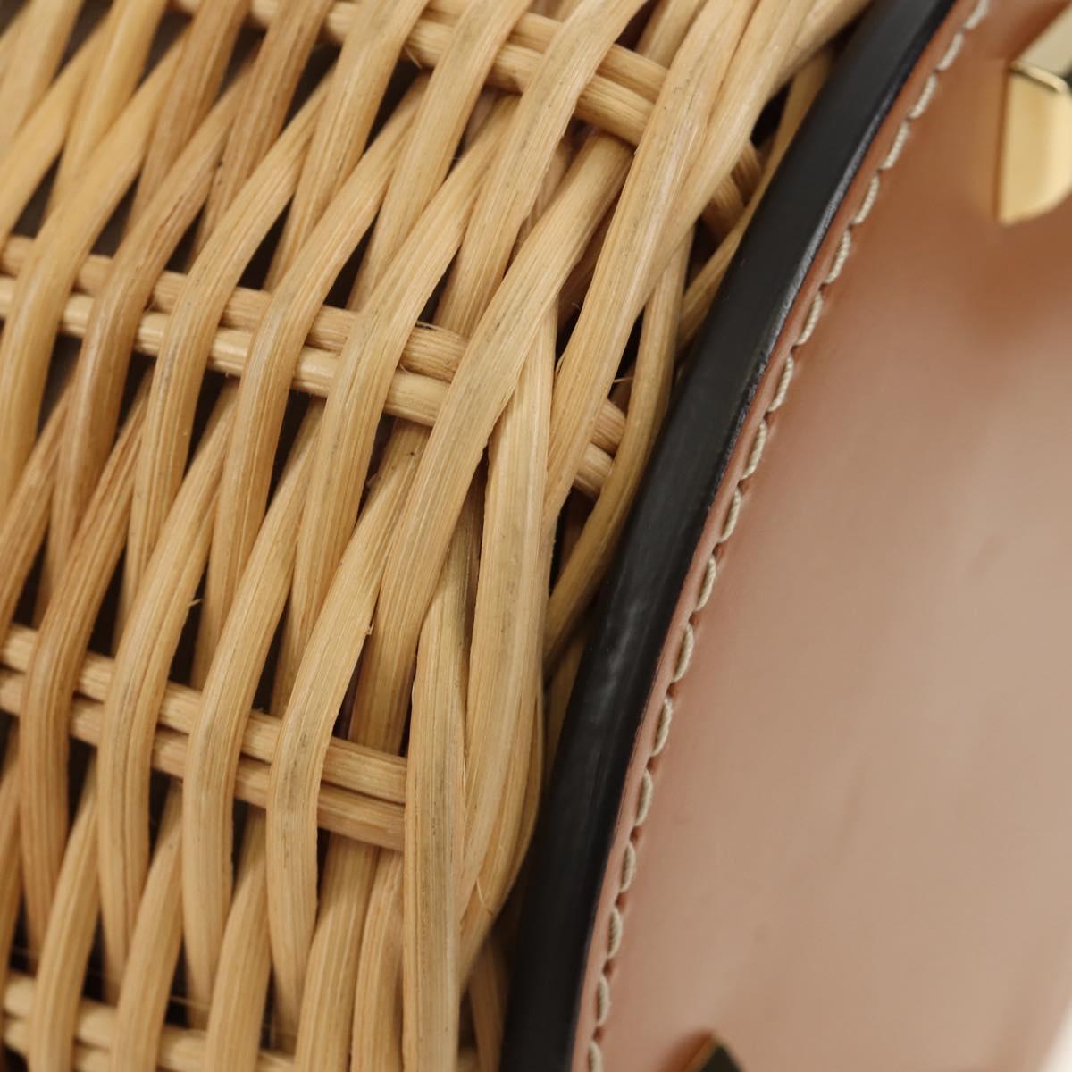Salvatore Ferragamo Gancini Straw Bag Raffia Beige Gold Auth BA13293SM