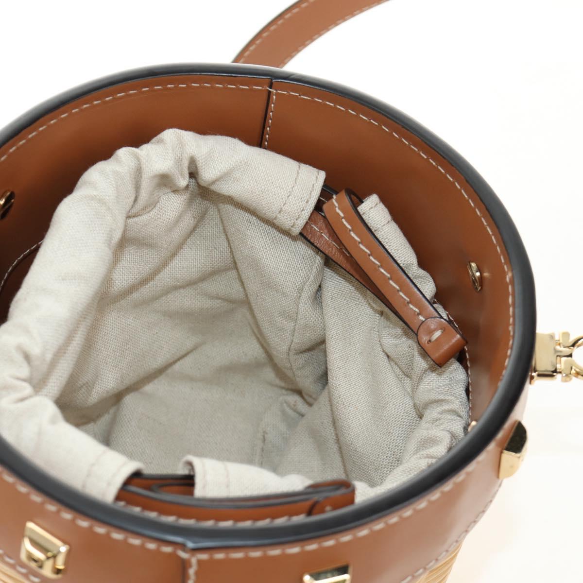 Salvatore Ferragamo Gancini Straw Bag Raffia Beige Gold Auth BA13293SM
