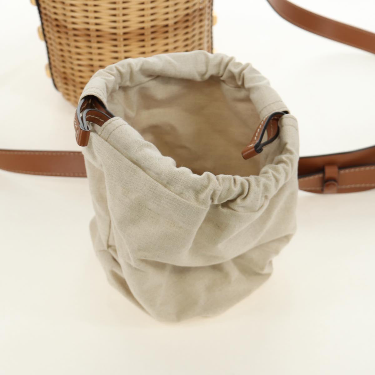 Salvatore Ferragamo Gancini Straw Bag Raffia Beige Gold Auth BA13293SM