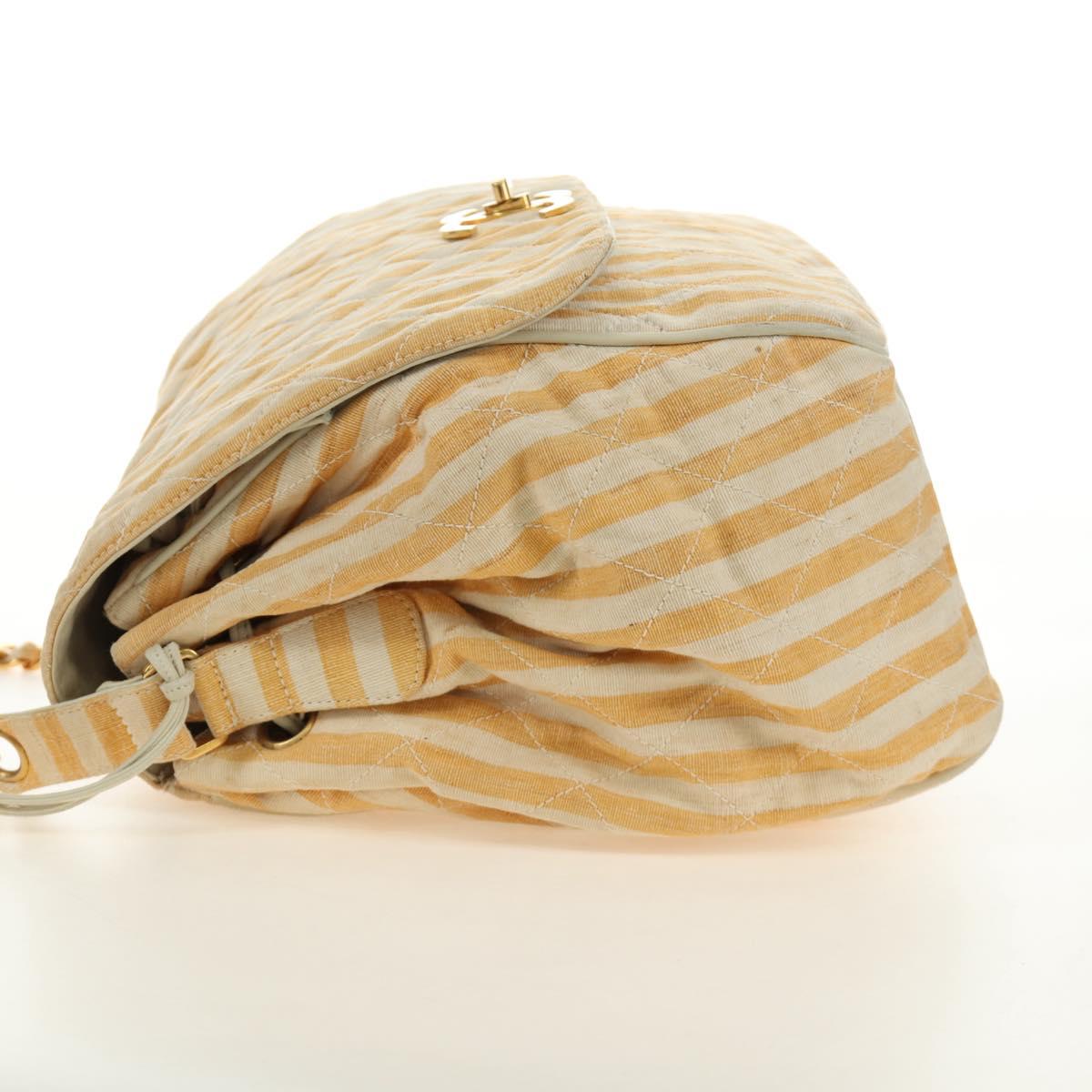 CHANEL Matelasse Chain Shoulder Bag Canvas Beige Gold CC Auth BA13294M