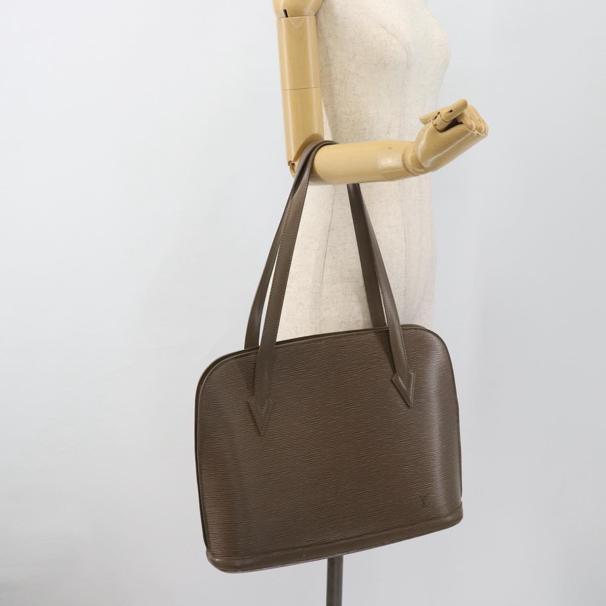 LOUIS VUITTON Epi Lussac Shoulder Bag Gray pepper M5228C LV Auth BA13297