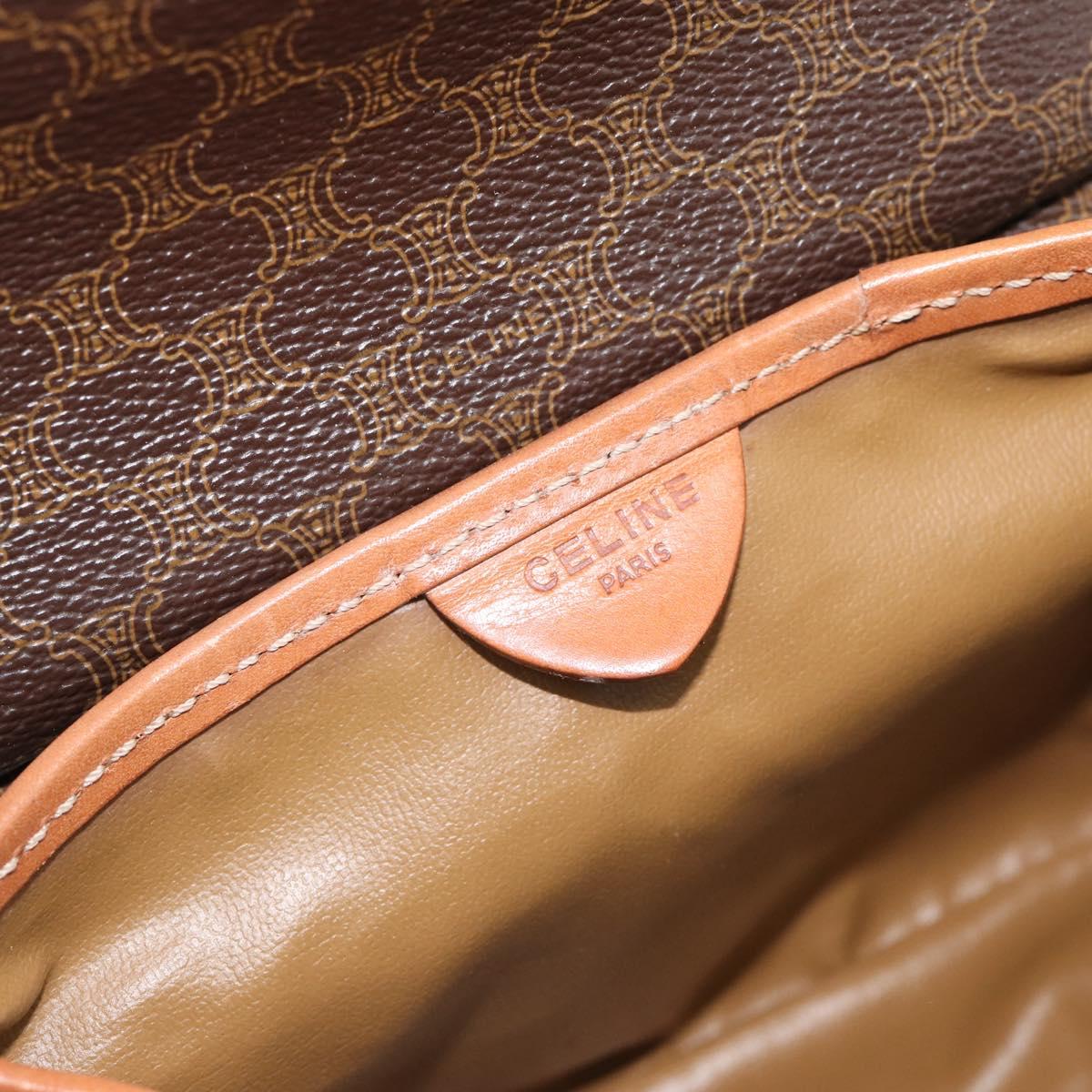 CELINE Macadam Canvas Shoulder Bag PVC Leather Brown Gold Auth BA13301
