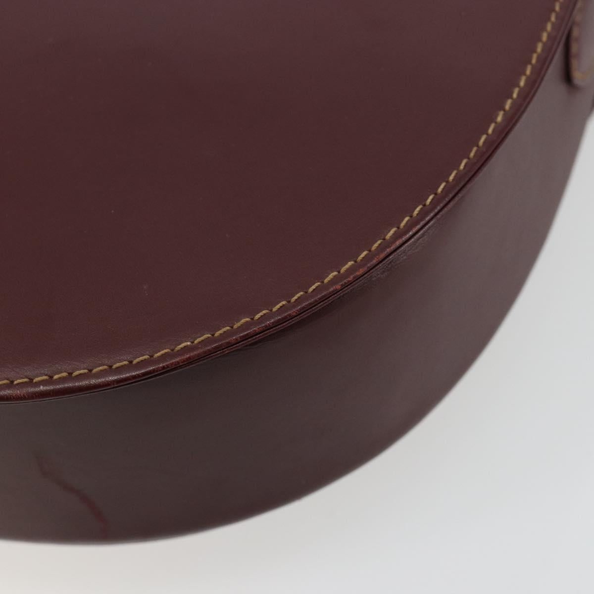 CARTIER Must Line Shoulder Bag Leather Bordeaux Gold Auth BA13302A