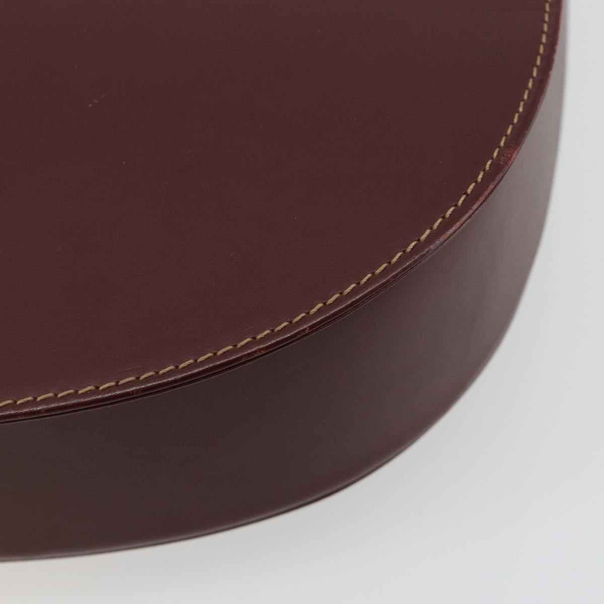 CARTIER Must Line Shoulder Bag Leather Bordeaux Gold Auth BA13302A
