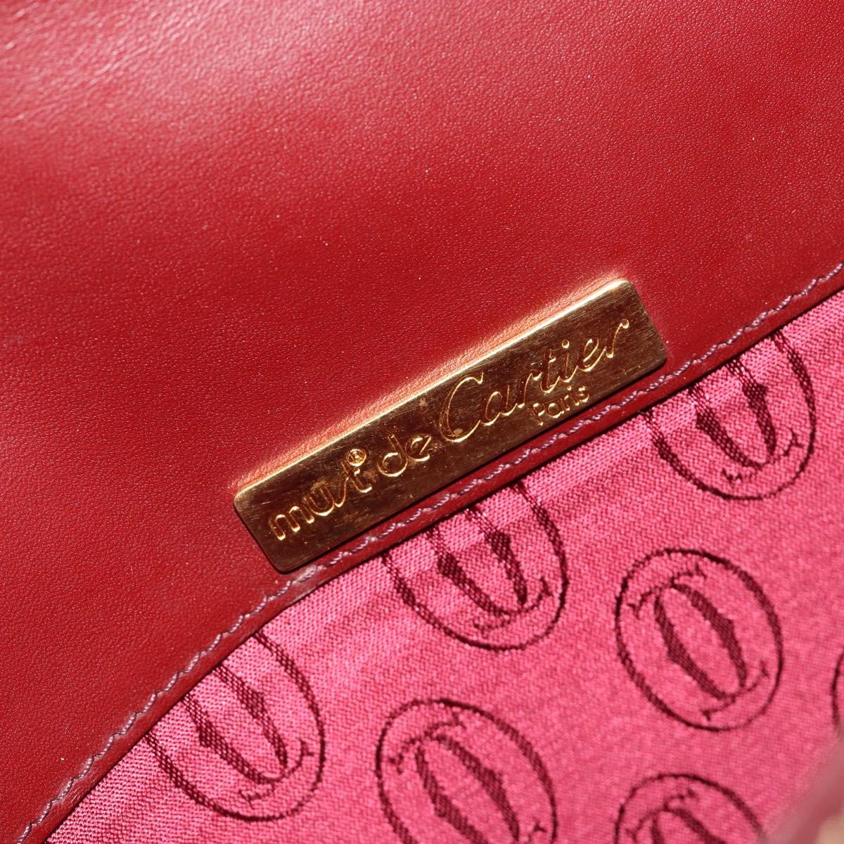 CARTIER Must Line Shoulder Bag Leather Bordeaux Gold Auth BA13302A