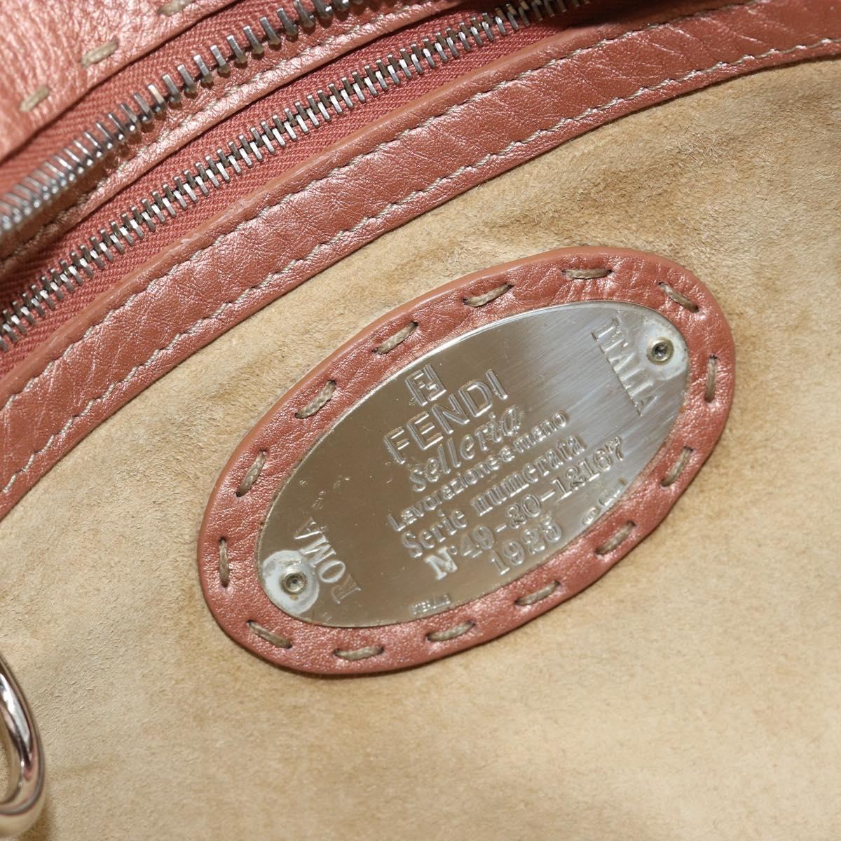FENDI Celeria Hand Bag Leather Pink Silver Auth BA13303A