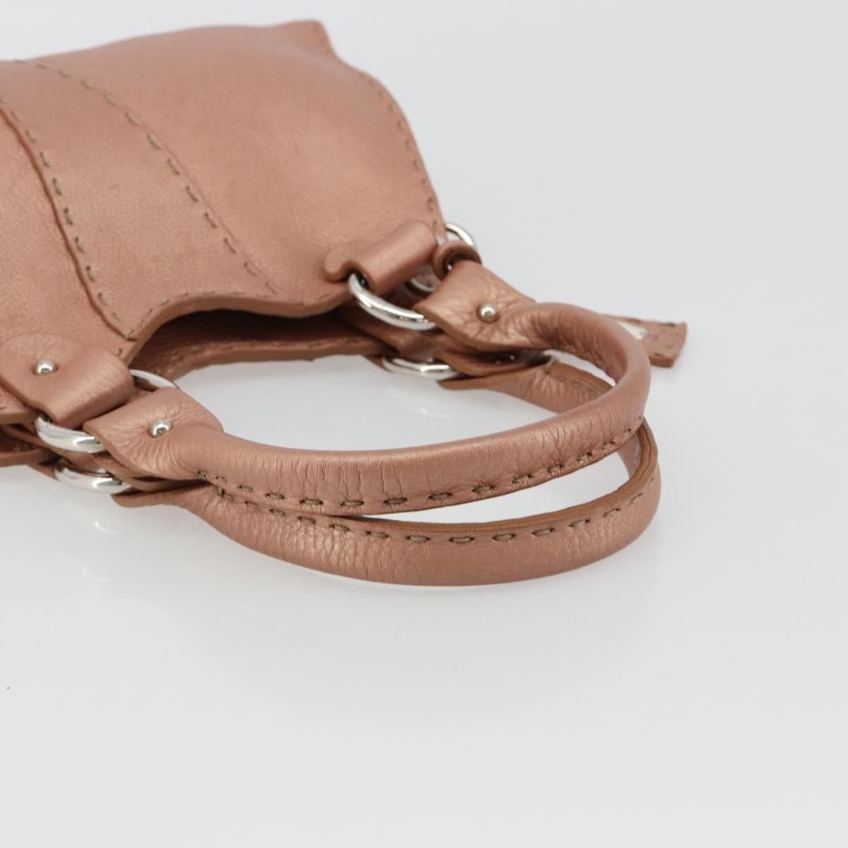 FENDI Celeria Hand Bag Leather Pink Silver Auth BA13303A