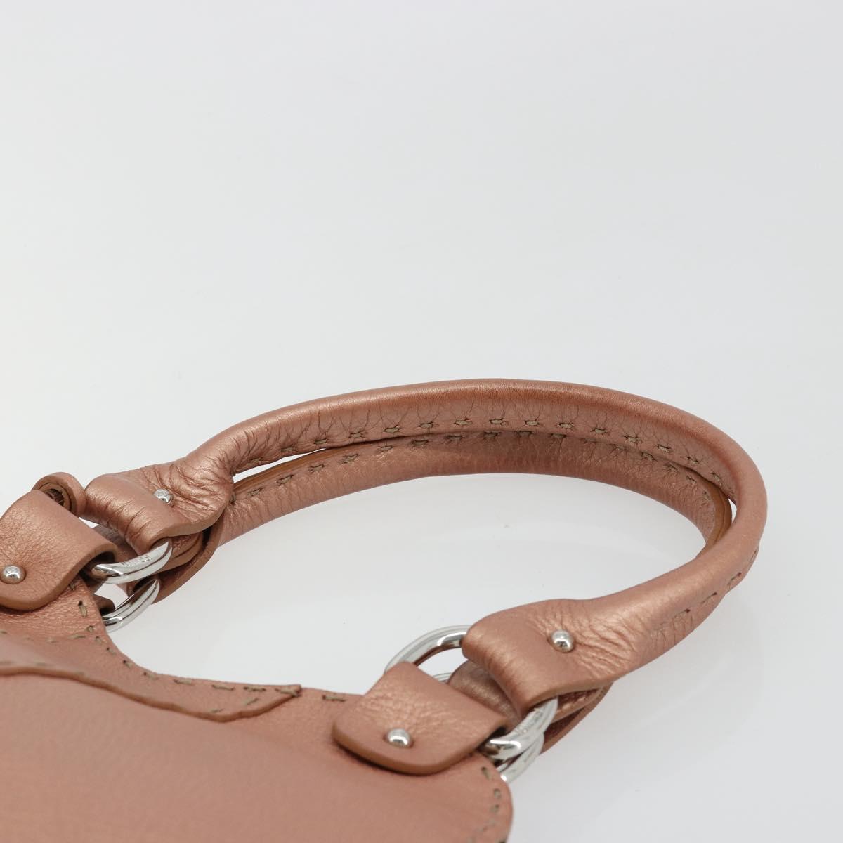 FENDI Celeria Hand Bag Leather Pink Silver Auth BA13303A