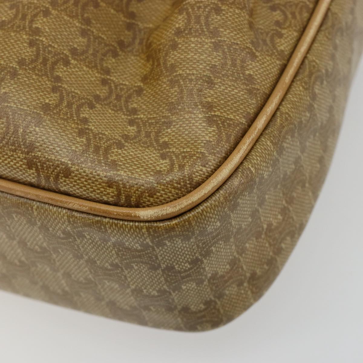 CELINE Macadam Canvas Shoulder Bag PVC Beige Gold Auth BA13304M