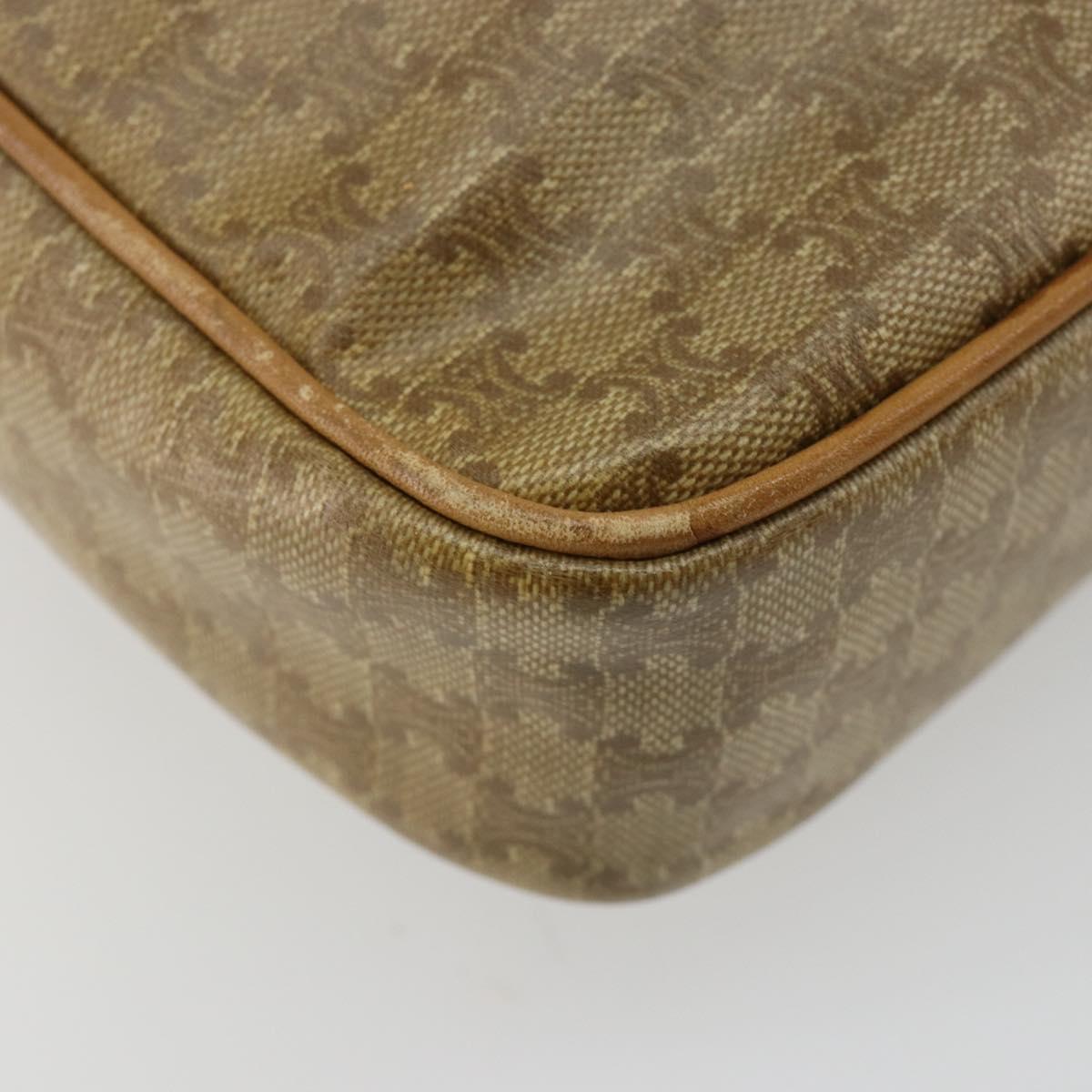 CELINE Macadam Canvas Shoulder Bag PVC Beige Gold Auth BA13304M