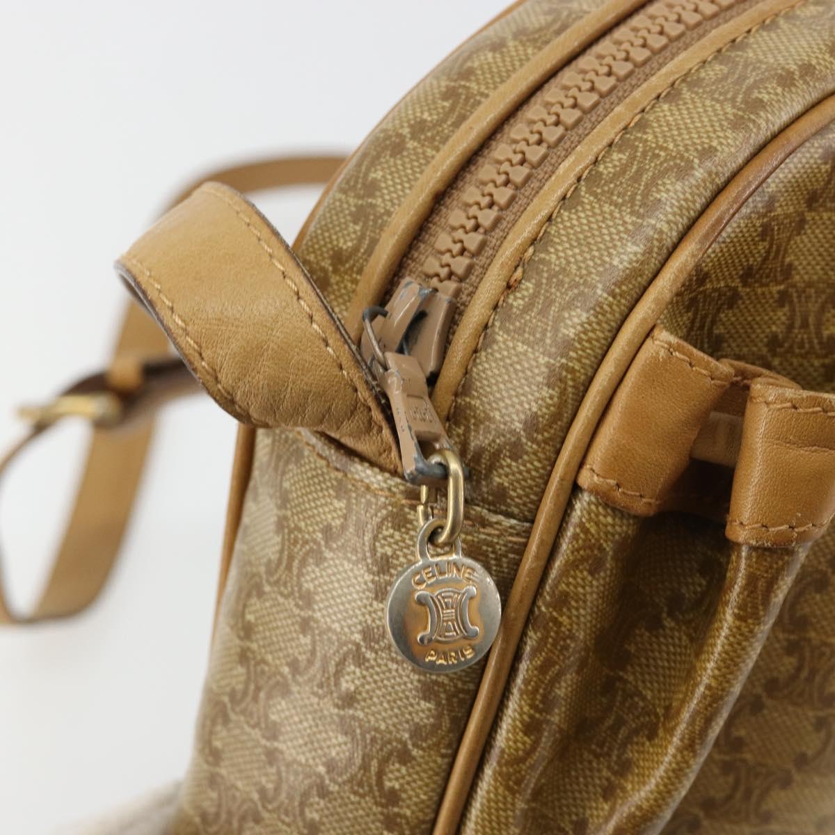 CELINE Macadam Canvas Shoulder Bag PVC Beige Gold Auth BA13304M