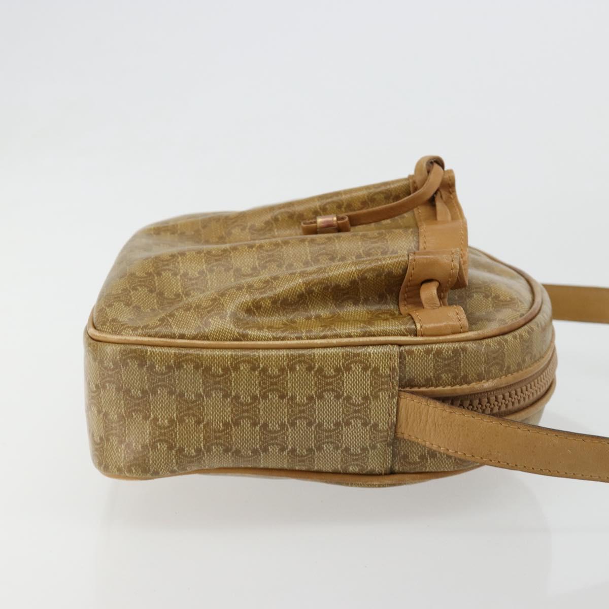CELINE Macadam Canvas Shoulder Bag PVC Beige Gold Auth BA13304M