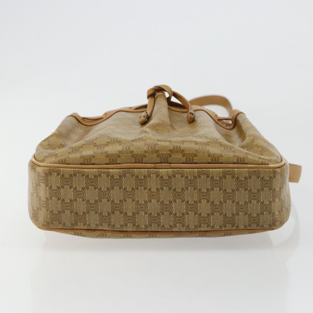 CELINE Macadam Canvas Shoulder Bag PVC Beige Gold Auth BA13304M