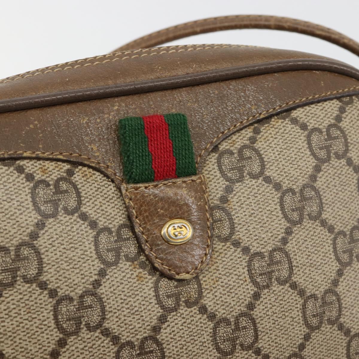 GUCCI GG Supreme Web Sherry Line Bag PVC Beige Gold 89 02 066 Auth BA13306