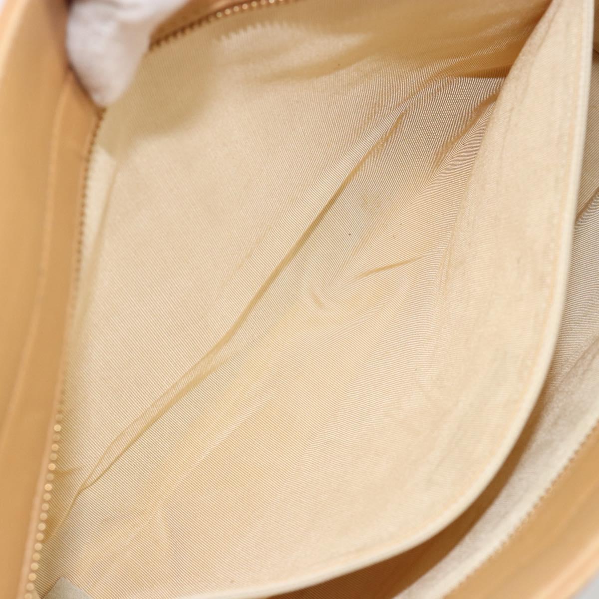 CHANEL Choco Bar Tote Bag Lamb Skin Beige Gold CC Auth BA13309