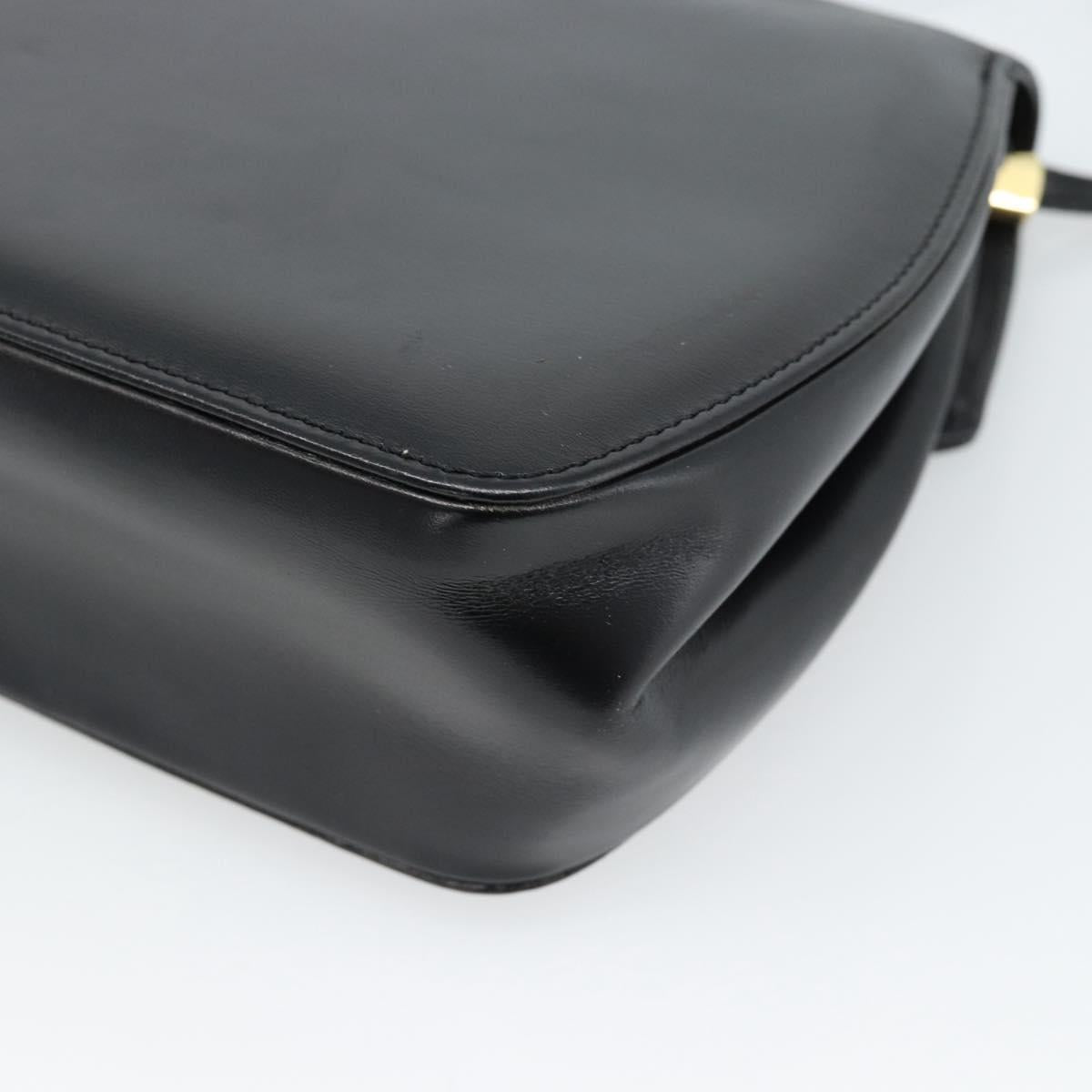 Gianni Versace Shoulder Bag Leather Black Gold Auth BA13310A