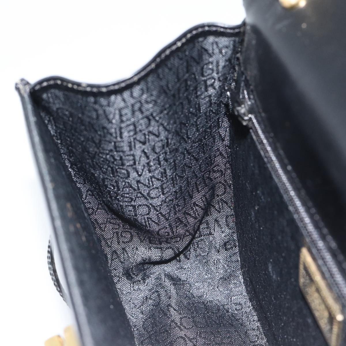 Gianni Versace Shoulder Bag Leather Black Gold Auth BA13310A