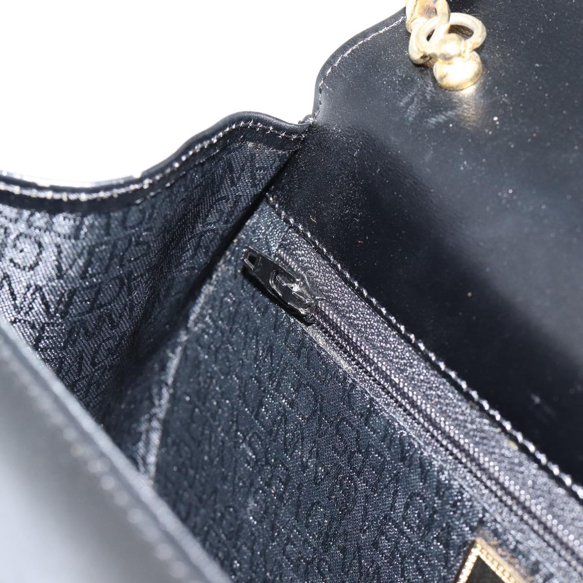 Gianni Versace Shoulder Bag Leather Black Gold Auth BA13310A