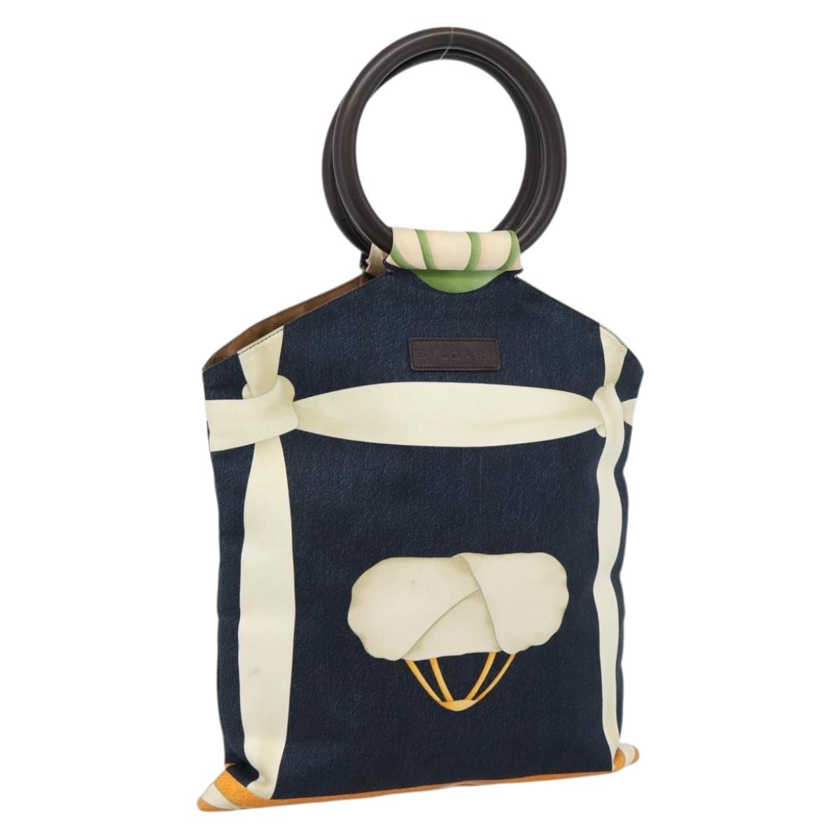 BVLGARI Hand Bag Canvas Navy Auth BA13313A