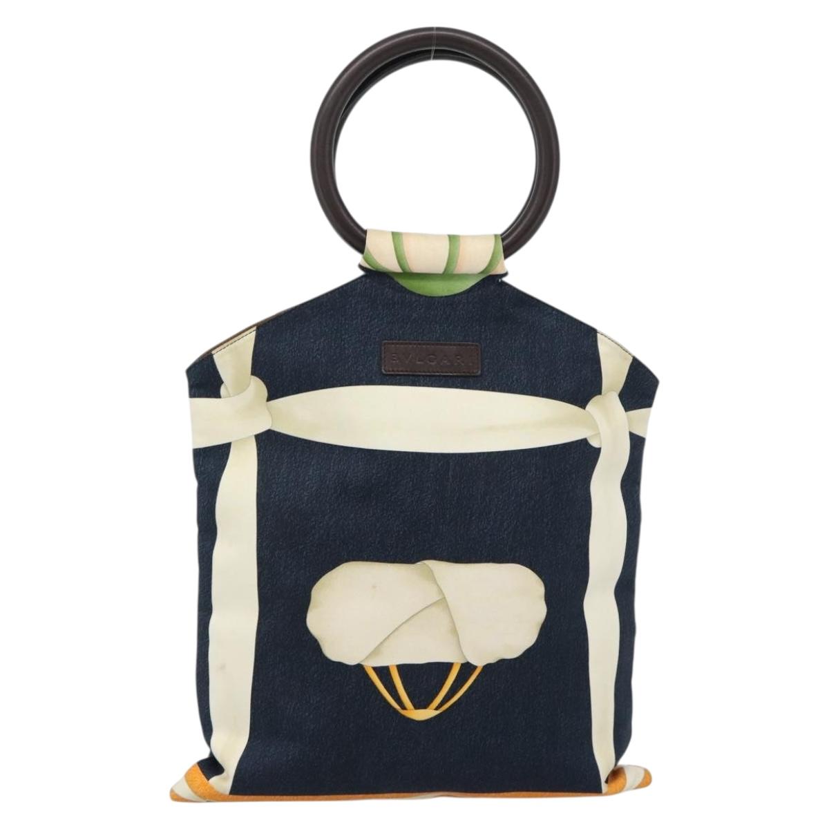 BVLGARI Hand Bag Canvas Navy Auth BA13313A
