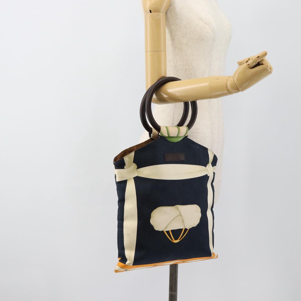 BVLGARI Hand Bag Canvas Navy Auth BA13313A