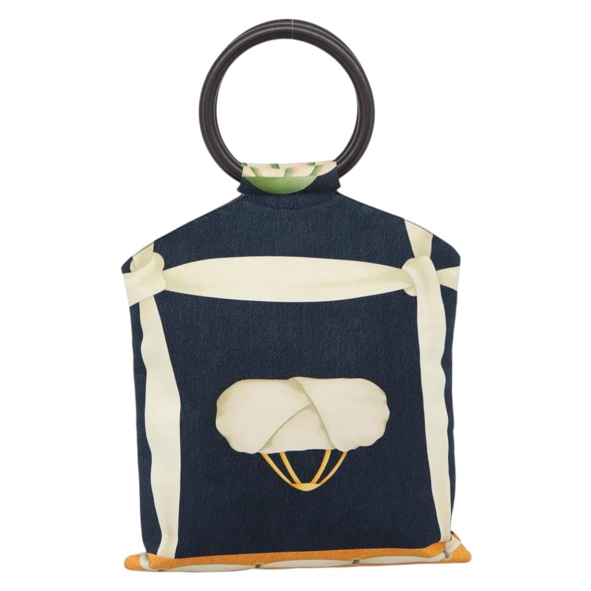 BVLGARI Hand Bag Canvas Navy Auth BA13313A