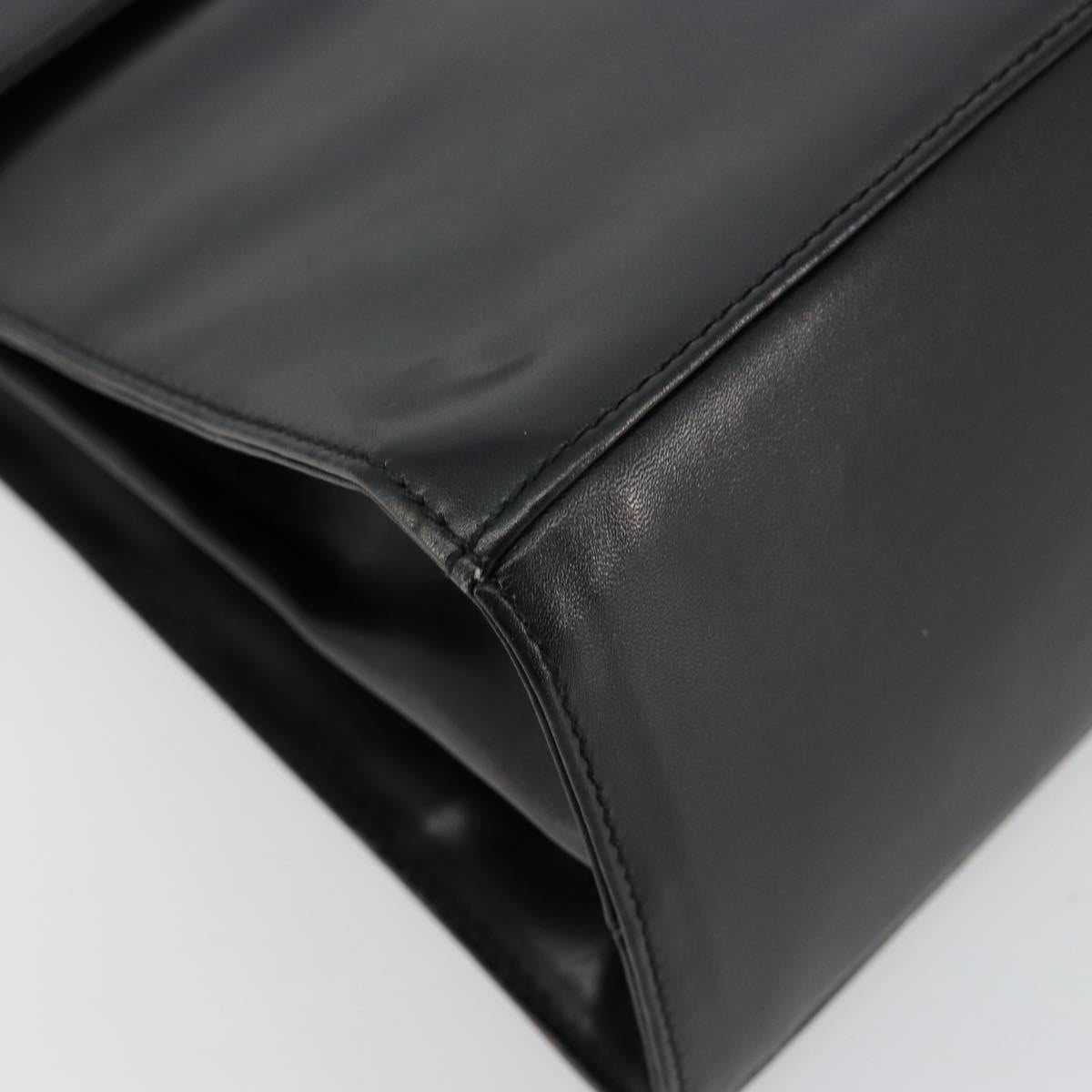 Salvatore Ferragamo Gancini Hand Bag Leather 2way Black Gold Auth BA13314