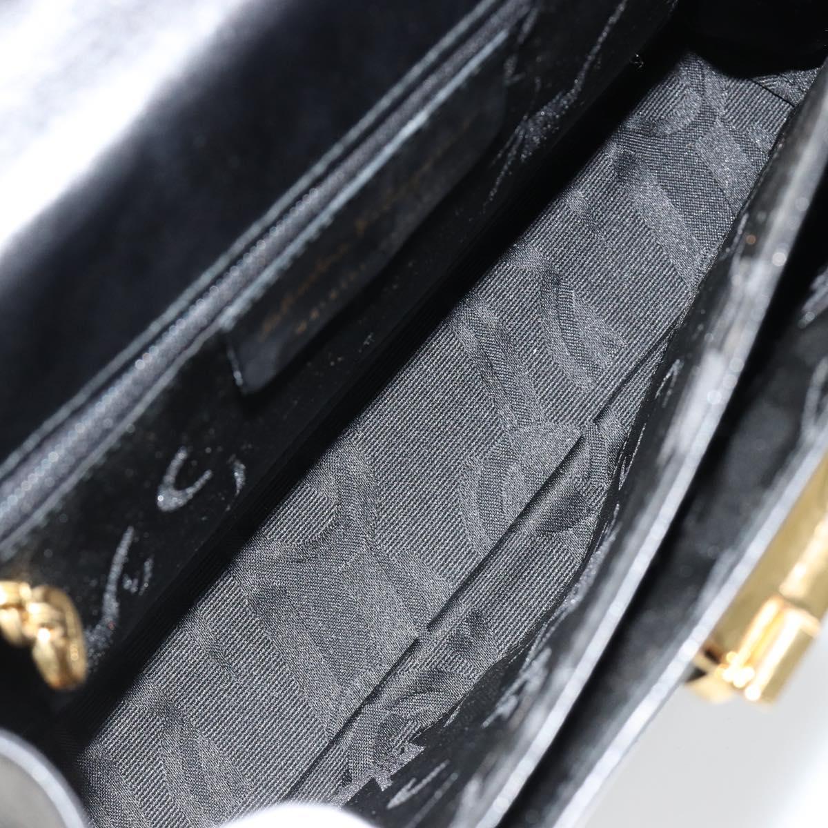 Salvatore Ferragamo Gancini Hand Bag Leather 2way Black Gold Auth BA13314