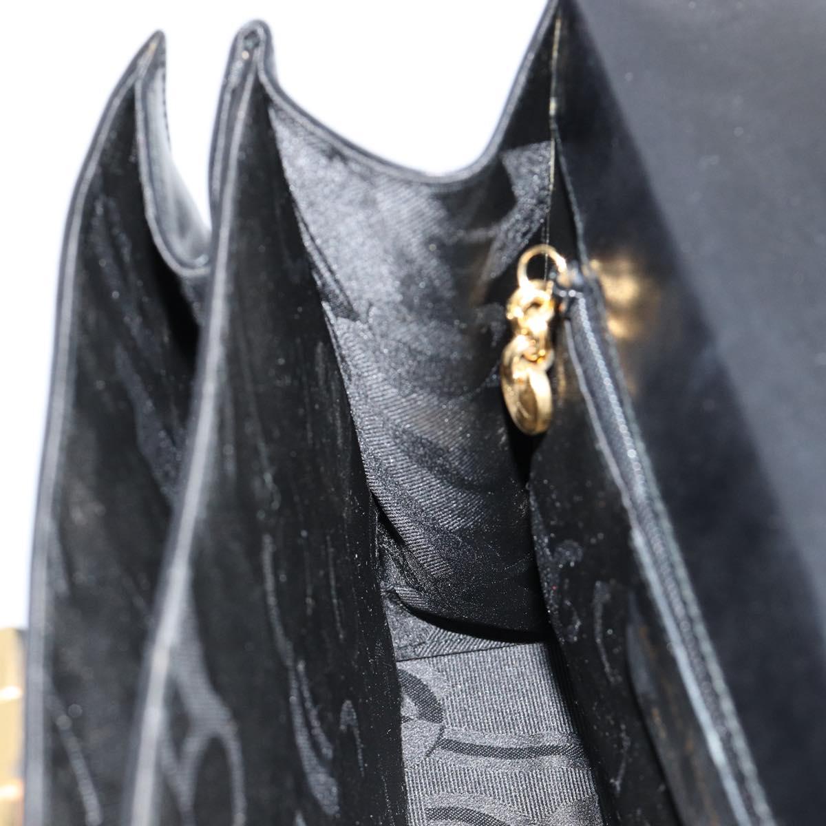 Salvatore Ferragamo Gancini Hand Bag Leather 2way Black Gold Auth BA13314