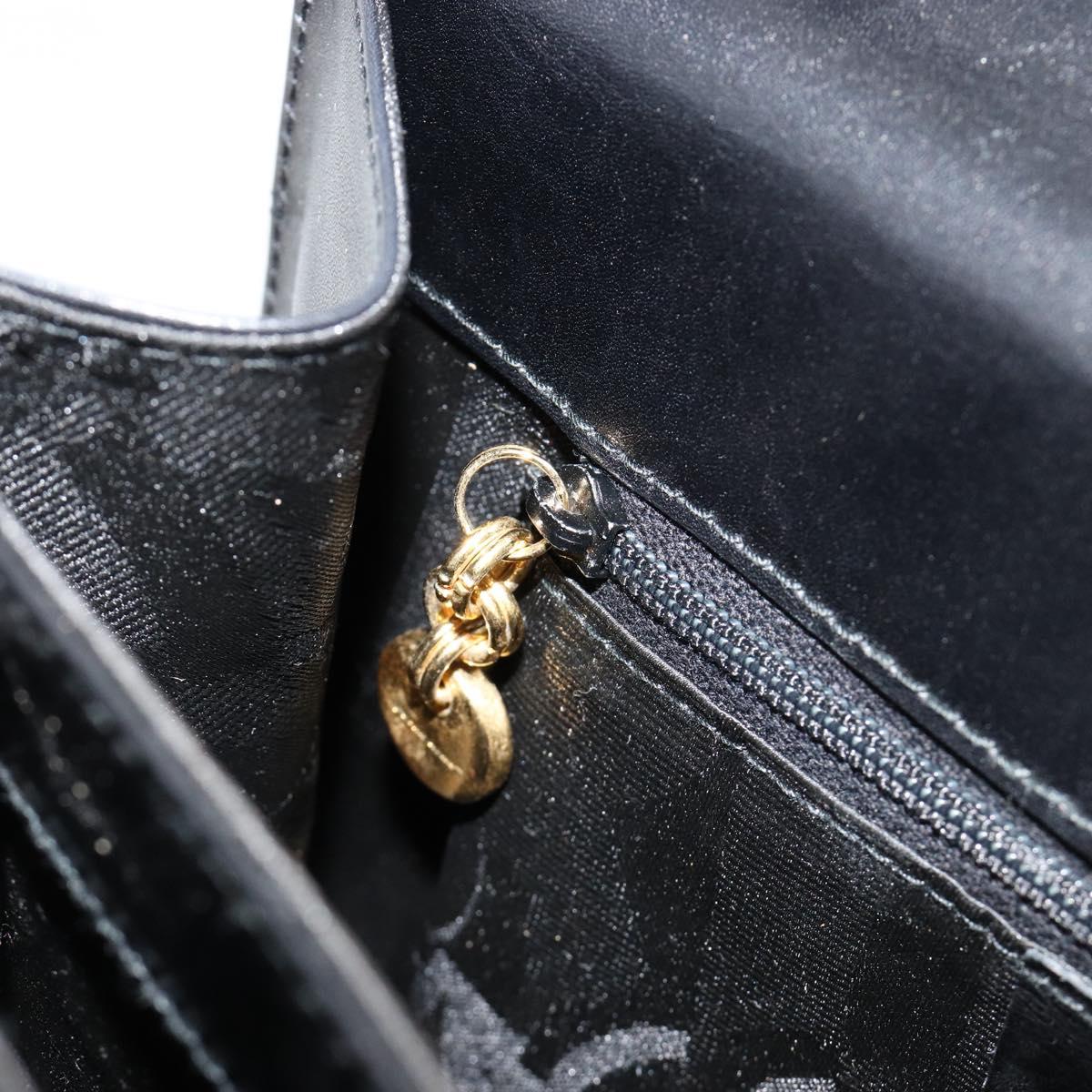 Salvatore Ferragamo Gancini Hand Bag Leather 2way Black Gold Auth BA13314