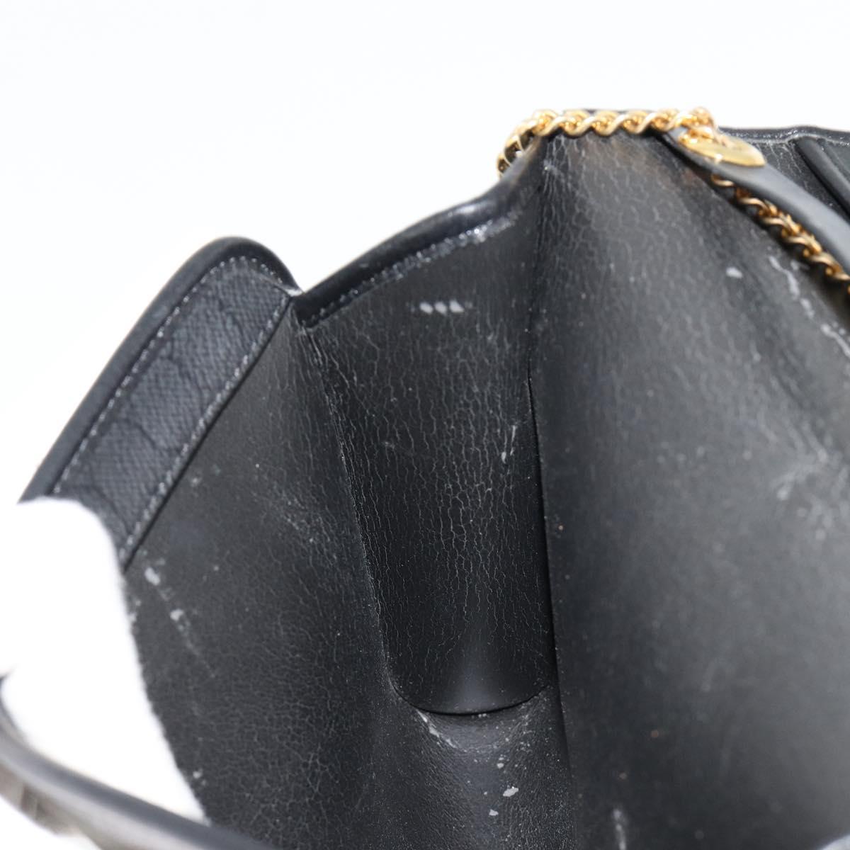 Christian Dior Honeycomb Canvas Chain Shoulder Bag PVC Black Gold Auth BA13315