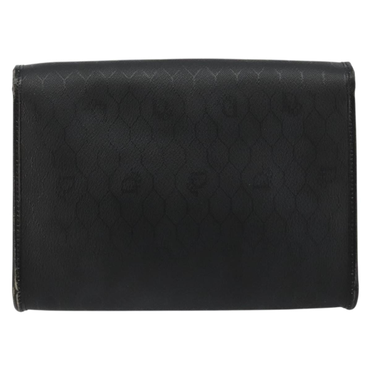 Christian Dior Honeycomb Canvas Chain Shoulder Bag PVC Black Gold Auth BA13315