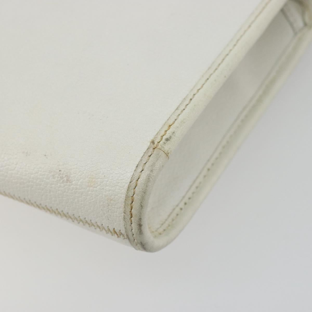 Christian Dior Chain Shoulder Bag Leather White Gold Auth BA13317