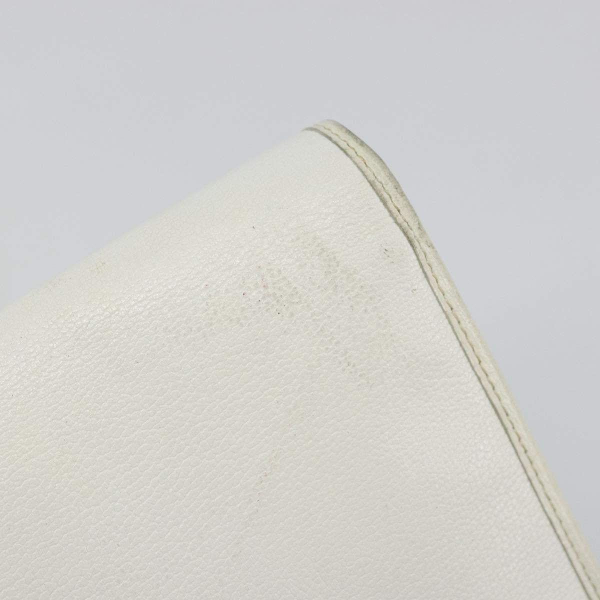 Christian Dior Chain Shoulder Bag Leather White Gold Auth BA13317