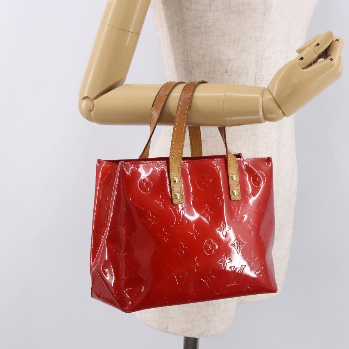 LOUIS VUITTON Monogram Vernis Reade PM Hand Bag Red Rouge M91088 LV Auth BA13320