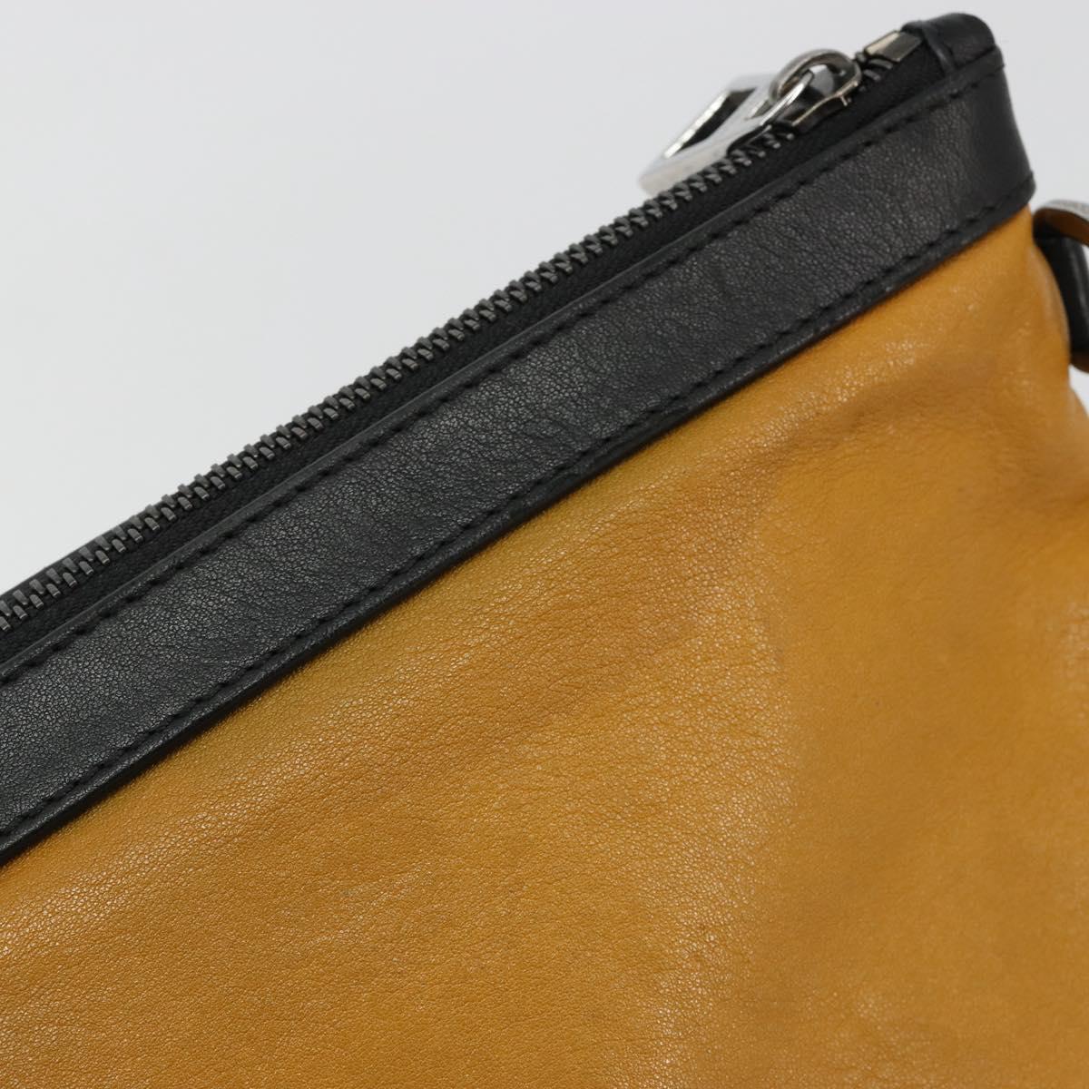 Jimmy Choo Clutch Bag Leather Brown Silver Auth BA13325