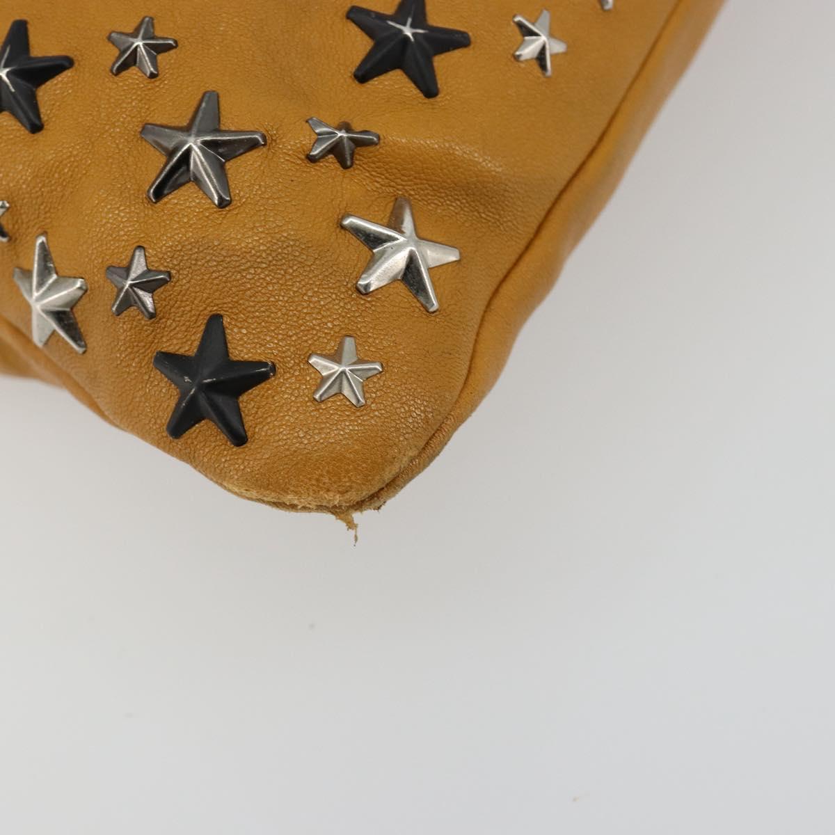 Jimmy Choo Clutch Bag Leather Brown Silver Auth BA13325