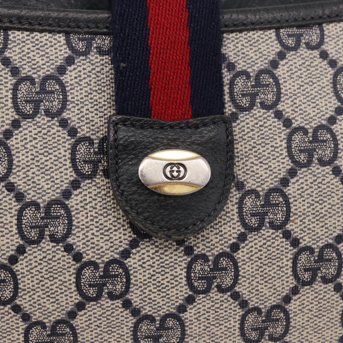 GUCCI GG Supreme Sherry Line Shoulder Bag PVC Navy Gold 904 02 026 Auth BA13331