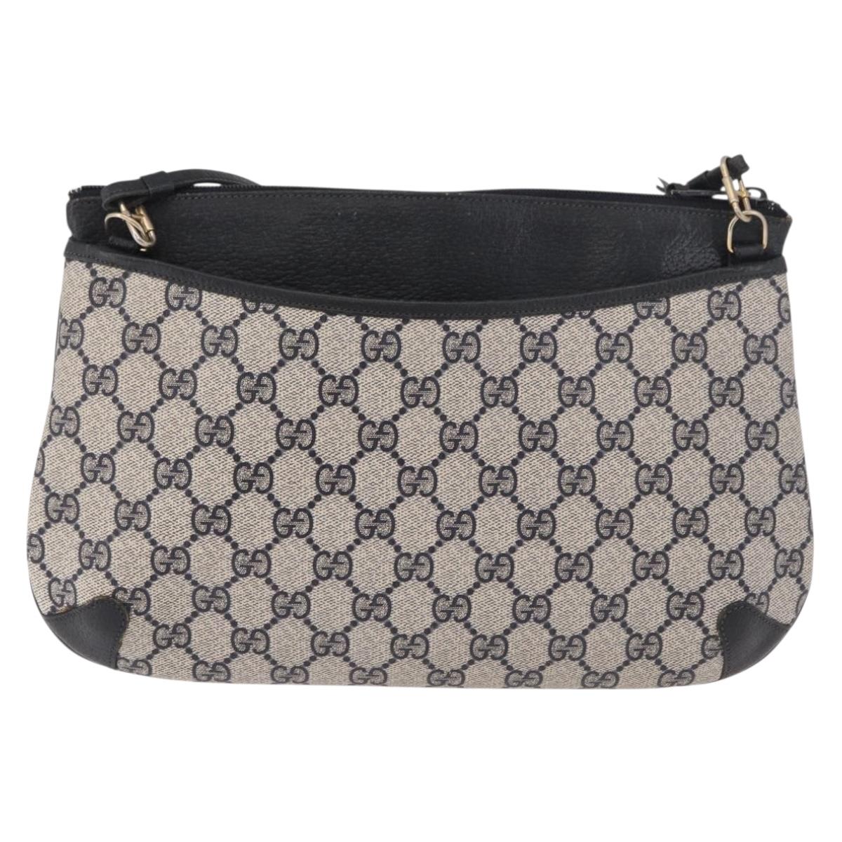 GUCCI GG Supreme Sherry Line Shoulder Bag PVC Navy Gold 904 02 026 Auth BA13331