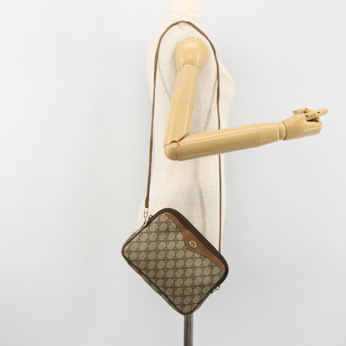 GUCCI GG Supreme Shoulder Bag PVC Beige Gold 97 02 068 Auth BA13332