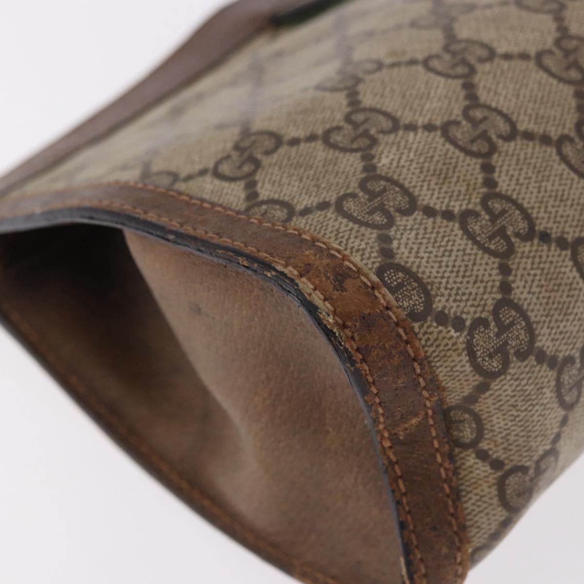GUCCI GG Supreme Web Sherry Line Clutch Bag PVC Beige Auth BA13333