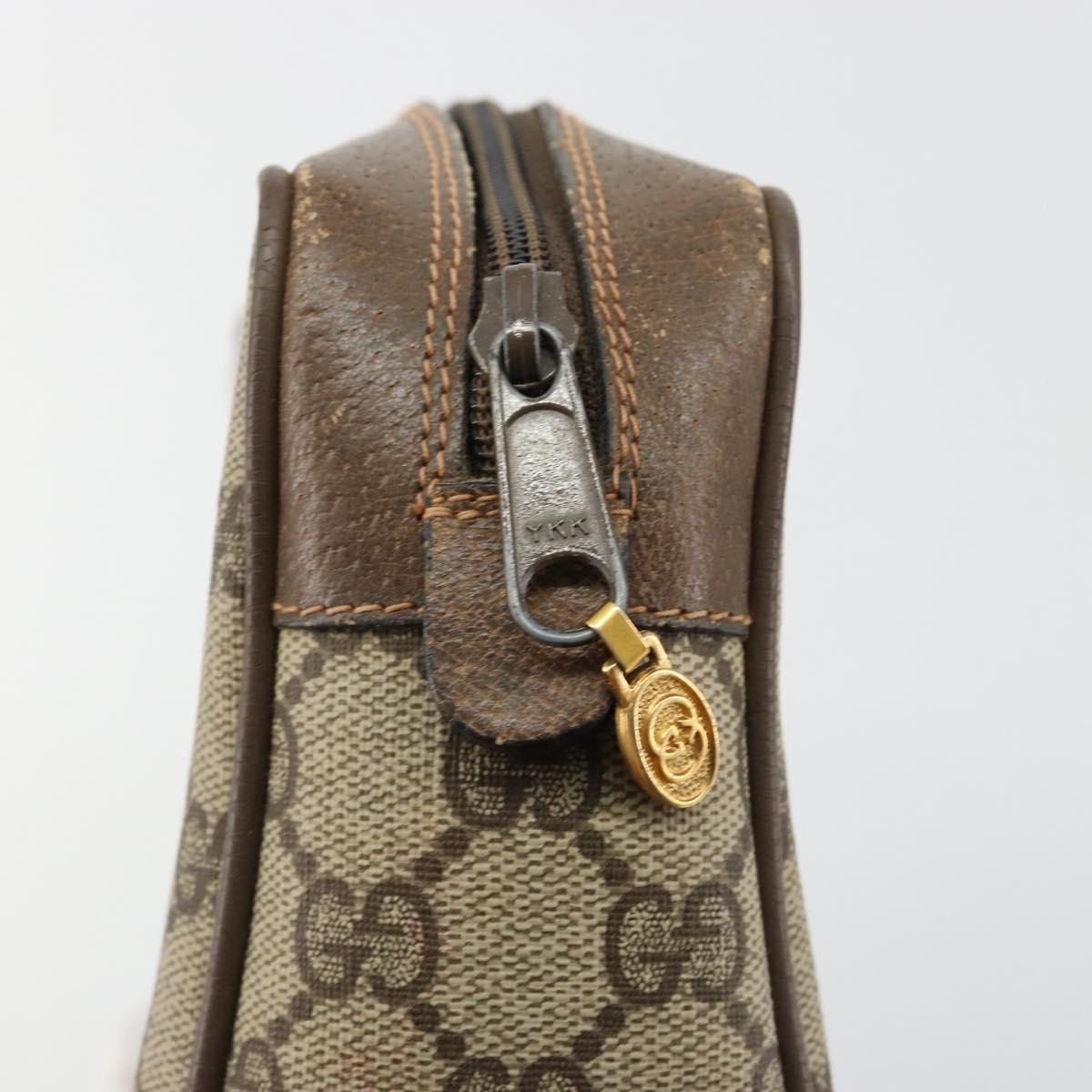 GUCCI GG Supreme Web Sherry Line Bag PVC Beige Gold 63 01 012 Auth BA13336