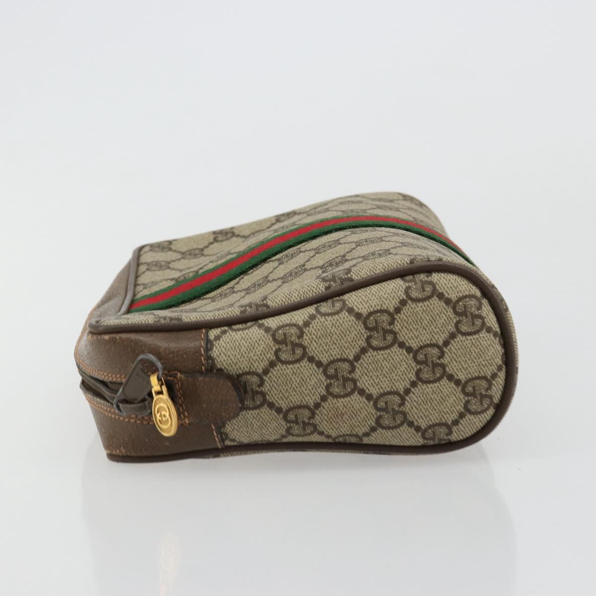 GUCCI GG Supreme Web Sherry Line Bag PVC Beige Gold 63 01 012 Auth BA13336