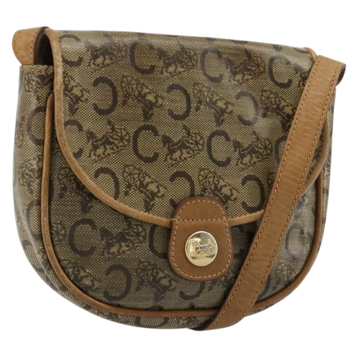 CELINE C Sulky Shoulder Bag PVC Beige Gold Auth BA13337