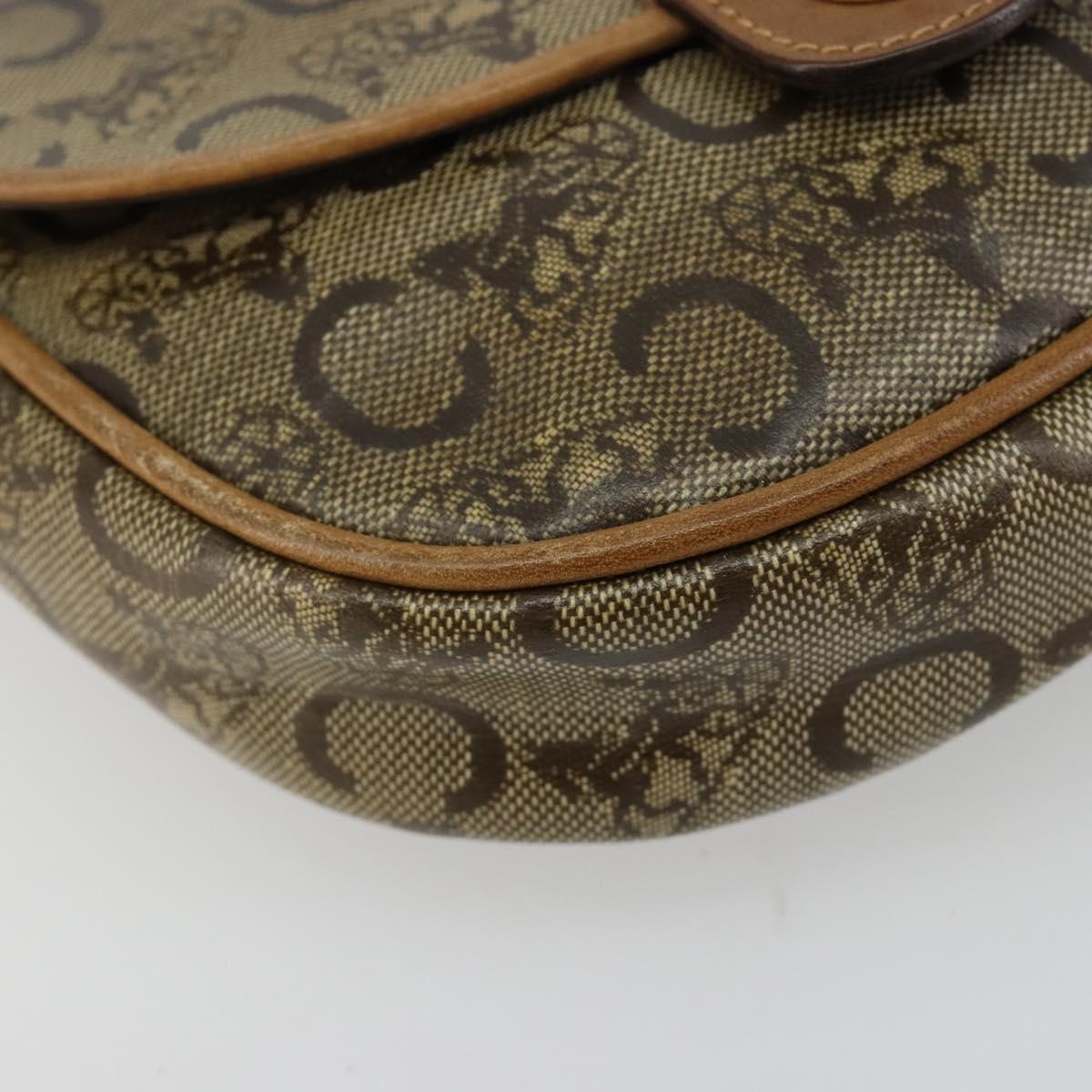CELINE C Sulky Shoulder Bag PVC Beige Gold Auth BA13337