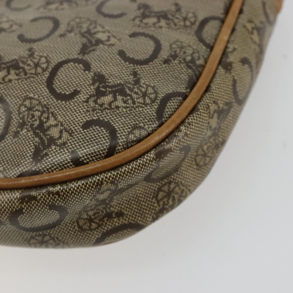 CELINE C Sulky Shoulder Bag PVC Beige Gold Auth BA13337