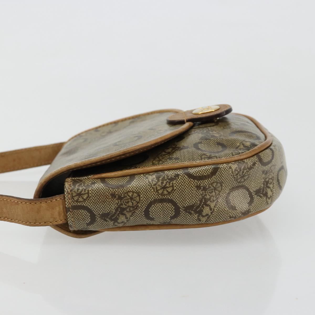 CELINE C Sulky Shoulder Bag PVC Beige Gold Auth BA13337